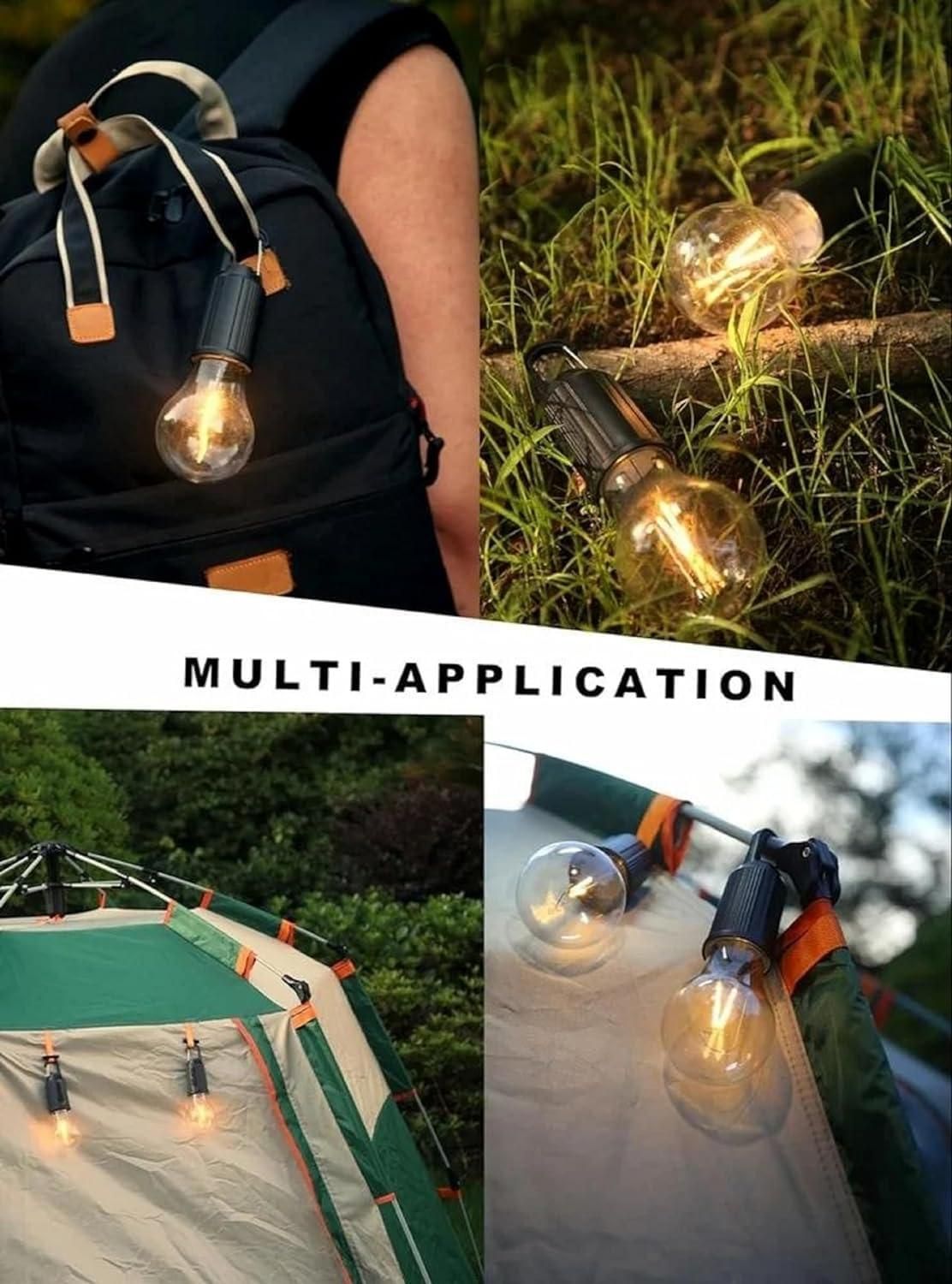 Decorative Hanging Bulb with 3 Modes Tent Lamp for Camping Pack of 2