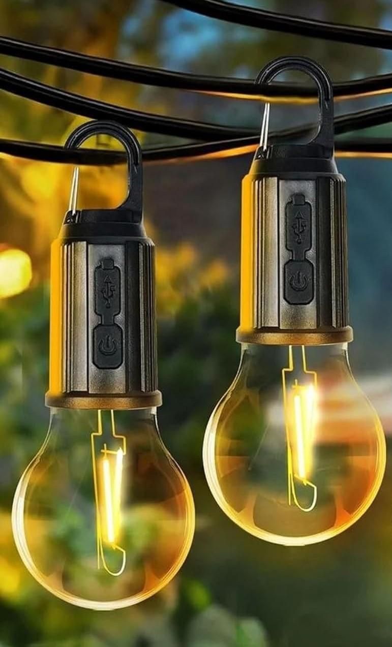 Decorative Hanging Bulb with 3 Modes Tent Lamp for Camping Pack of 2